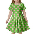 thumbnail image 1 of Robe Fille à Manches Courtes, Robes d'Été pour Filles, Robe Trapèze à Volants, Robe Évasée à Pois pour Filles, Robe Chic, 1 of 4