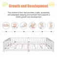 thumbnail image 6 of Bellemave Queen Size Floor Beds,Wood Montessori Bed with Fence Railings & Support Slats,No Box Spring Needed,White, 6 of 9