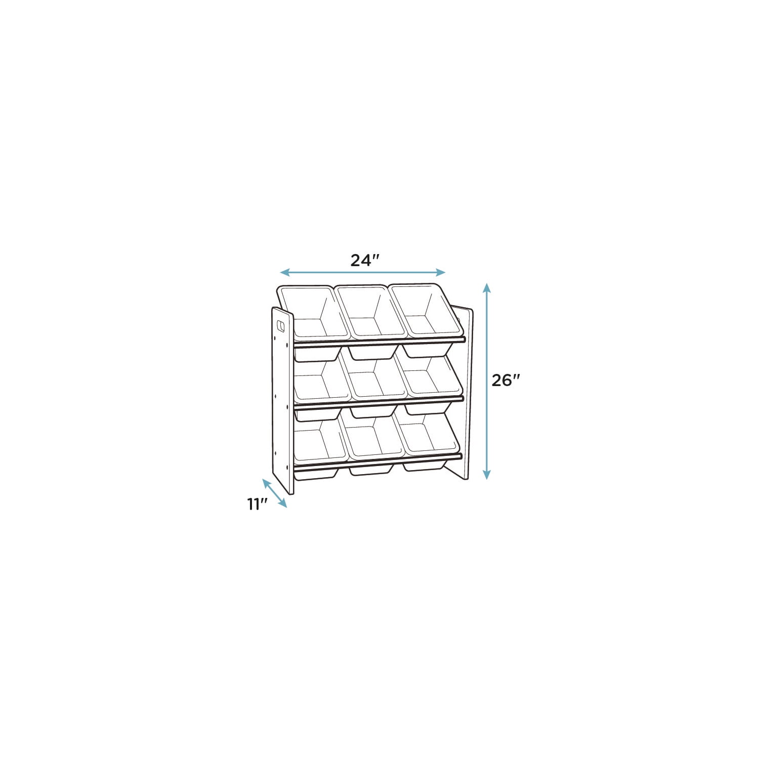 Humble Crew Journey Toy Storage Organizer with 9 Plastic Storage Bins, Natural/White