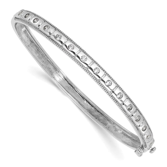 Auriga Fine Jewelry 14K White Gold Lab Grown Diamond VS/SI DEF Bangle Bracelet 6.75inch for Women
