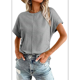 thumbnail image 1 of Blusa de Verano para Mujer, con Cuello Redondo, Mangas y Fruncido Lateral, Color Gris XL, 1 of 7
