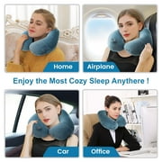 Inflatable Travel Neck Pillow for Airplane Train Car Washable Pillowcase U Shaped Office Napping Pillow