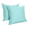 Flxxie 2 Pack 500 thread count 100% Egyptian Cotton Euro Pillow Shams with 2" Flange, Super Soft Sateen Silky European Throw Pillow Covers, Square Pillow Cases, 26"x26", Light Blue