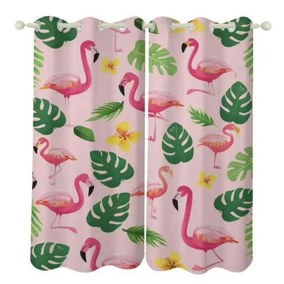 Flamingo Pattern Window Curtains for Bedroom Colorful Printed Window Drapes Blackout Thermal Insulated Grommet Window Treatment 2 Panels Set