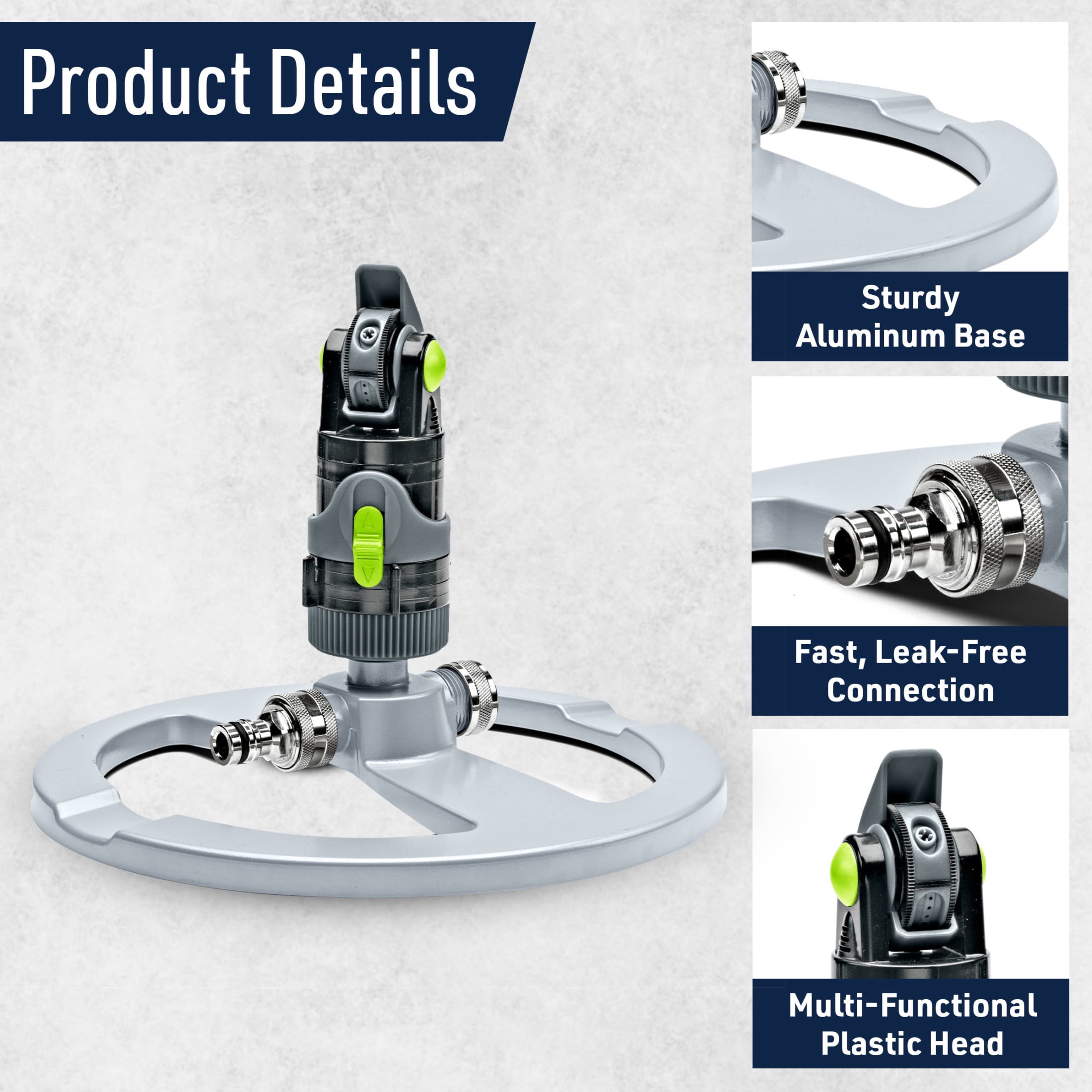 Kings County Tools Impact Sprinklers for Yard with Adjustable Rotating Head and 4 Spray Patterns