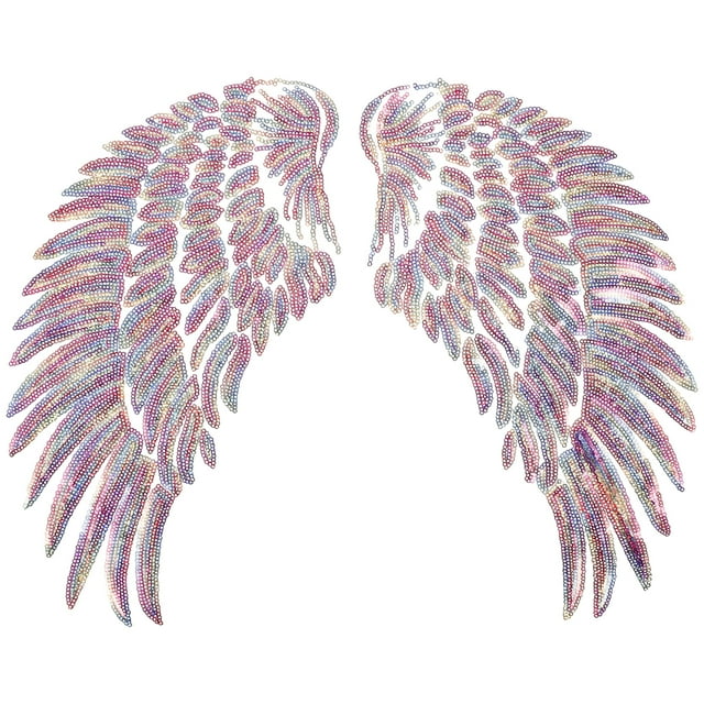 2 Pcs Applique Aile d'Ange Patch Décorations Paillettes Pantalons Appliques