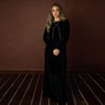 thumbnail image 5 of Elegante vestido largo de 3 piezas para mujer y niña, top de terciopelo y satén, vestido negro sin mangas para dama, ropa XS-XXXL, 5 of 5