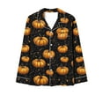 thumbnail image 5 of Ruimatai Women's Halloween Print Pajama Set with Pockets, Soft Comfy Long Sleeve Sleepwear, Floral Casual Loungewear, Black Cotton, 5 of 6
