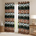 thumbnail image 2 of Feelyou Hippie Tribal Aztec Curtains Pack of 2 (42x84 Each), Brown Teal Triangle Curtains Blackout, Woodland Bear Animal Bedroom Curtains, Living Room Curtains Decor, 2 of 6