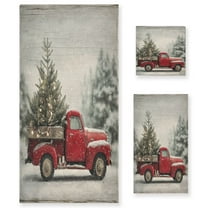 3 Piece Bath Towels Set Bath Towel, Hand Towel and Face Towel for Bathroom, Gym, Hotel Vintage Red Truck