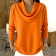 thumbnail image 2 of WTXUE Women's Cowl Neck Sweater Elegant Casual Soft Knit Long Sleeve Pullover Sweaters Loose Fit Top Tunic Sweaters Fall Outfits Outwear Orange L, 2 of 5