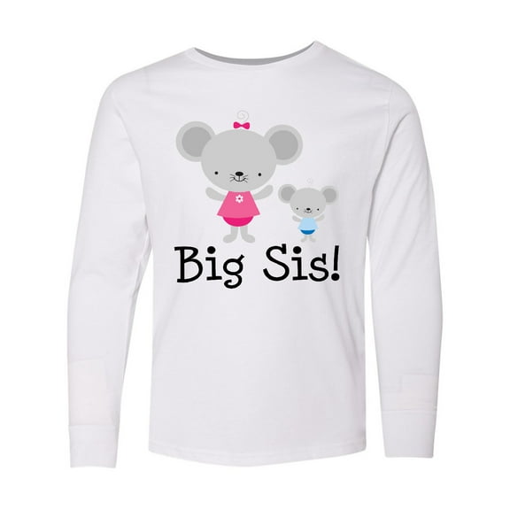 Inktastic Big Sis with Lil Bro Girls Sister Announcement Long Sleeve Youth T-Shirt