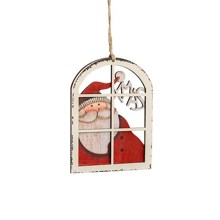 

Wooden Farmhouse Christmas Tree Ornaments Wooden Hollow Santa Pendants Snowman The Dark Decorations Cedar Garland Lit Stained Glass Heart Window Hangings Hat Ornament Mistletoe for Doorway