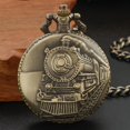 thumbnail image 3 of Reloj de bolsillo Realpoo de cuarzo con locomotora izquierda y cadena de bronce, 3 of 7