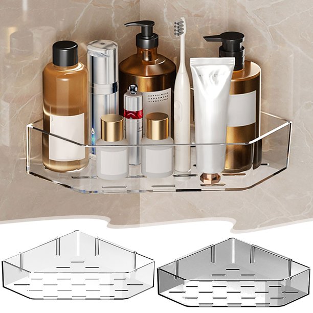 ¡Oferta Imperdible!, Estante de almacenamiento de triángulos para baño, inodoro, ducha, alta transparencia, perforado, estante de almacenamiento de esquina, estante de baño Akmoler