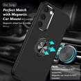 thumbnail image 3 of Shockproof Case for Samsung S23 Plus/S23+ 5G, [Embedded Finger Ring] Military Grade Phone Case Cover with Reinforced Metal Stand Kickstand [Support Magnetic Car Holder] for S23+, Black, 3 of 7