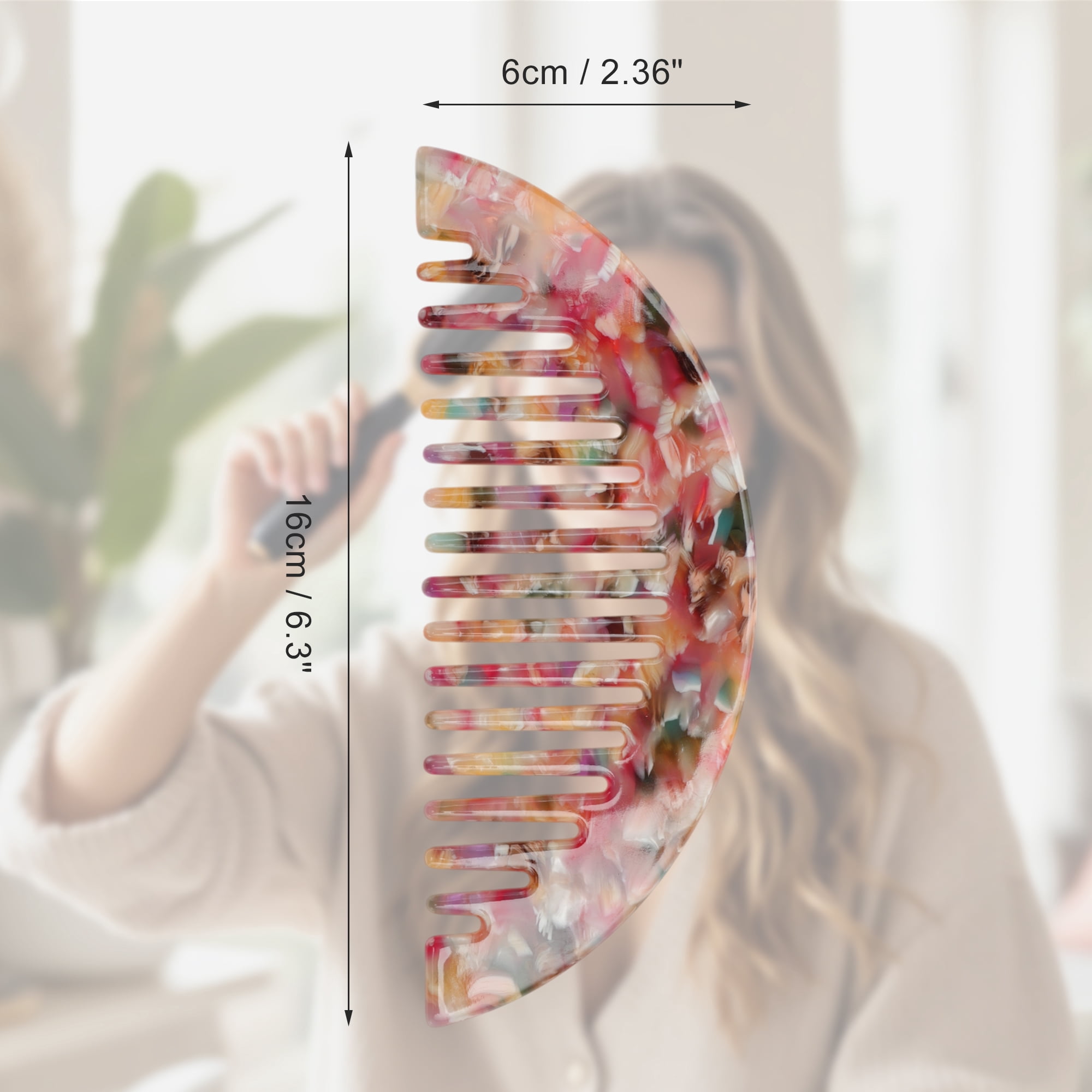 Unique Bargains 1 Pc Convenient Half Round Hair Comb for All Hair Types Styles Colorful