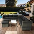 thumbnail image 5 of Patio Sectional - 8 Piece Outdoor Furniture With Storage, Thick Padding, Black And Grey Style Large Storage Box, - Cushions, Grey/black, 5 of 7