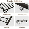 thumbnail image 3 of Kojooin Twin Pop Up Trundle Bed Frame,Trundle Day Bed with Lockable Casters,Foldable Metal Platform, 3 of 7
