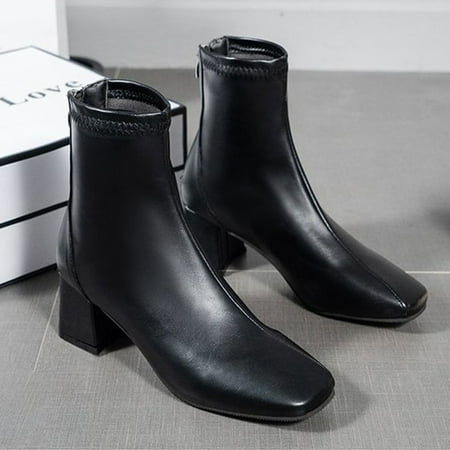 

Ymiytan Women s Ankle Booties Chelsea Ankle Boots Square Toe Casual Low Block Heel Zipper Shoes