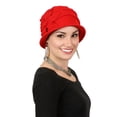 thumbnail image 6 of Hats, Scarves and More Women's Fleece Flower Cloche Hat (Red), 6 of 6