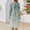 thumbnail image 4 of WTOBBY Women's Casual Round Neck Floral Print 3/4 Sleeve Midi Dress, Stylish Digital Pattern Dress with Comfort Fit for Everyday Elegance,Mint Green M, 4 of 4