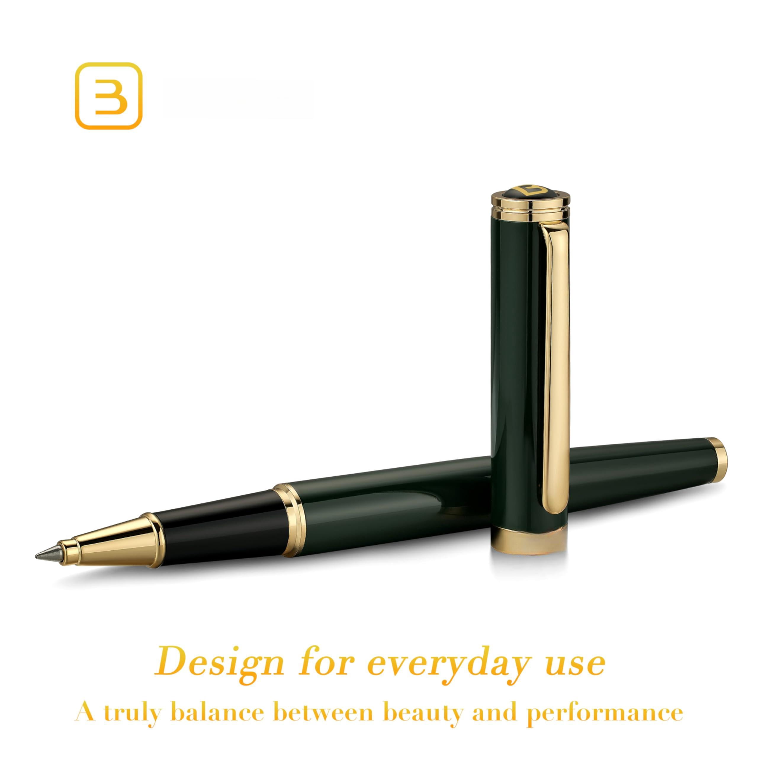 Luxury Rollerball Pen  Stunning Green Lacquer With Trim Noble And Elegant Designs Ink Refill Gift Set For Men & Women Refillable Executive Writing Nice Pens