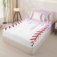 thumbnail image 2 of Homewish Light Purple Drippy Baseball Stitch Print Zipper Full Size Comforter Sets with Fitted Sheet and 2 Pillowcases,Sports Monogram Zipper Bedding Set For Kids Boys And Girls,Reversible,4 Pieces, 2 of 7