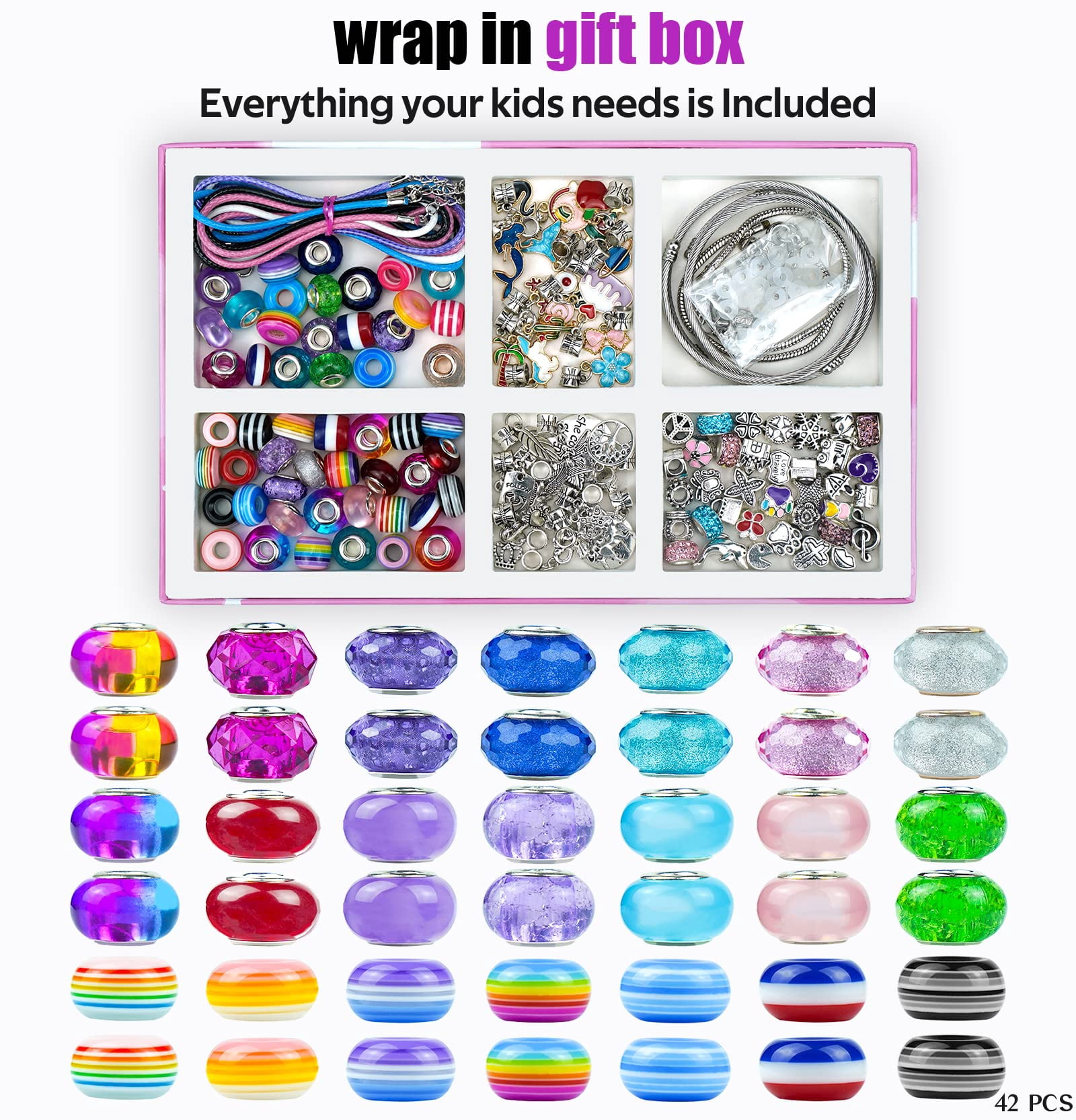 Charm Bracelet Making Kit, Rongsi 150 Pcs Jewelry Making Supplies Including Pendants Neck Chains, Unicorn Gifts Set for Teen Girls Arts and Crafts for Kids Ages 5-12