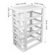 thumbnail image 4 of Armario de almacenamiento multifuncional de cinco capas con cajón de plástico, portátil, resistente al polvo, organizador de artículos diversos (blanco y transparente)., 4 of 8
