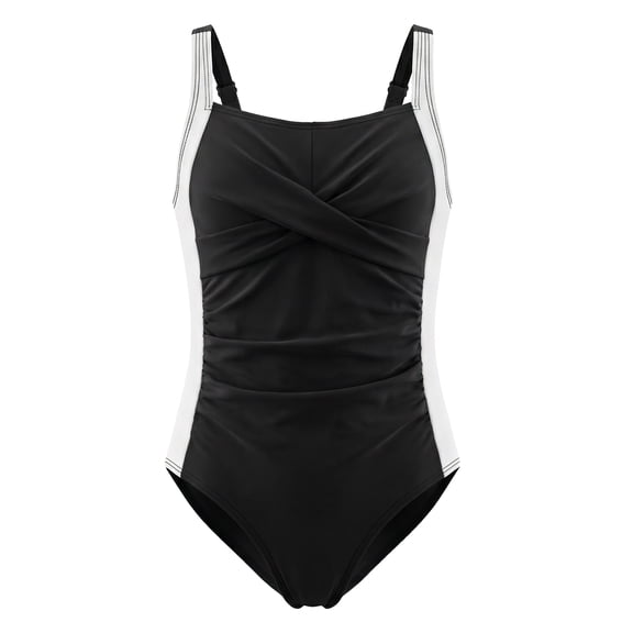 Girls One-Piece Block Color Bathing Suit Crisscross Back Swimwear Sleeveless Swimsuit for Girls Ages 13-14 Years