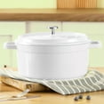 thumbnail image 4 of Enameled Dutch Oven Pot With Lid Kitchen Stew Pot Kitchen Gadgets Decor Supplies (White 24CM), 4 of 10