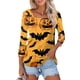 thumbnail image 1 of Camisa para mujer, moda informal, cuello cuadrado, manga 3/4, suelta, camiseta estampada de Halloween, top para mujer, 1 of 4