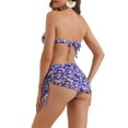 thumbnail image 3 of INSPIRAR CHIC Conjuntos de Bikini de Flores para Mujeres de 3 Piezas con Espalda Atada, Parte Inferior Triangular, Trajes de Baño en Púrpura Medio, 3 of 5