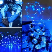 GooingTop Solar String Outdoor Lights, 2-Pack Each 39.4 ft 100 LED Twinkle Fairy Lights with 8 Lighting Modes & Waterproof Function for Garden Patio Tree Decor (Blue)