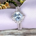 thumbnail image 2 of 2Pcs Wedding Ring Set Cushion Cut 1.75 Carat Aquamarine Engagement Ring On 10k White gold Matching Band Vintage Look Halo Design, 2 of 5