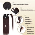 thumbnail image 2 of MY-LADY Remy Human Hair Extensions Ponytail Magic Paste Extensions Hair Wrap Around Ponytail Hair Piece Clip in Straight 16inch #02 Dark Brown, 2 of 8