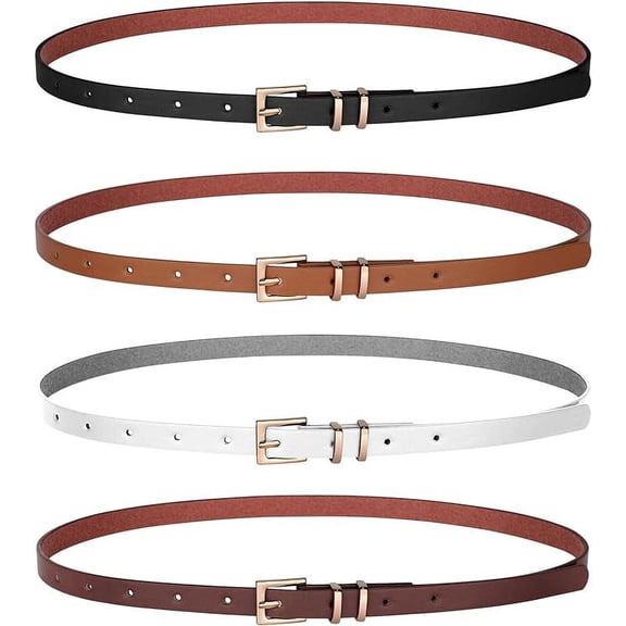 Women Skinny Leather Belt,Thin Waist Belt for Dresses Pants Jeans