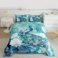 thumbnail image 2 of jejeloiu Bohemian Peacock Bedding Comforter Set,Vinatge Floral Flowers Twin Comforter Sets,White Cyan Bedding Set For Teens,Super Cozy Room Decor Reversible,2-Piece, 2 of 8