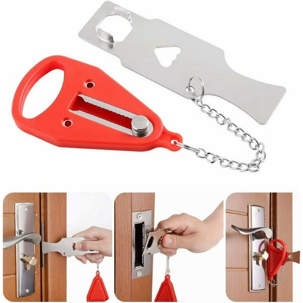 Portable Door Safety Latch Lock PP Metal Home Room Hotel Anti Theft  Security Lock Travel Accommodation Door Stopper Hardware 