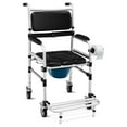 thumbnail image 1 of Gymax Fauteuil Roulant 2-en-1 en Aluminium pour Commode/douche avec Roulettes Verrouillables Hauteur Réglable, 1 of 10
