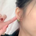thumbnail image 3 of 14K Gold Real Natural Jade Leaf Bud Earrings, Green Jade Studs, Delicate Jade Jewelry Gift for Girlfriend's Freshness, 3 of 5