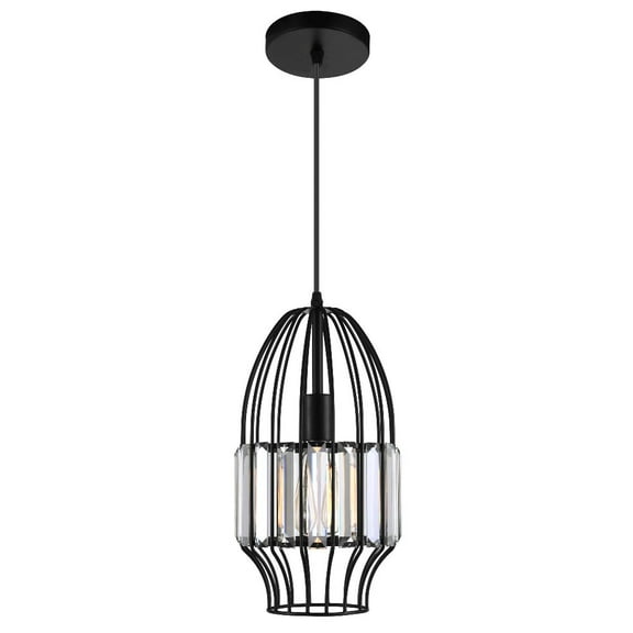 CWI Lighting Alethia 1 Light Down Contemporary Metal Mini Pendant in Black