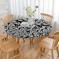 thumbnail image 3 of Bohemian Garden Round Table Cover 44Inch, Floral Print Elastic Tablecloth for 38-42 Inch Tables, Liquid Repellent, 3 of 7