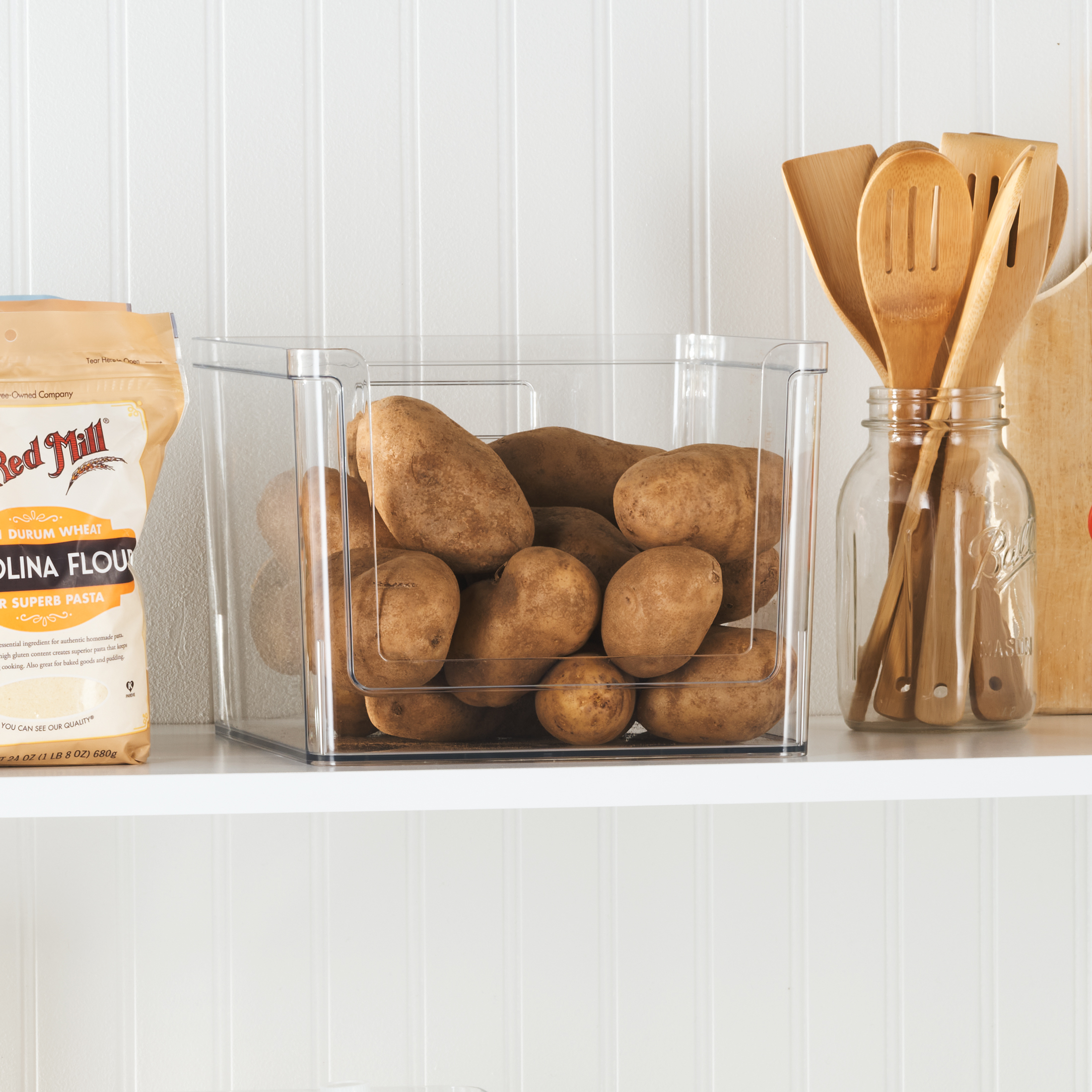 Mainstays Deep Open-Front Pantry Organizer Bin, Clear, 12x10.5x8 photo 4