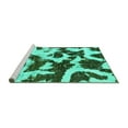 thumbnail image 2 of Ahgly Company Machine Washable Indoor Square Abstract Turquoise Blue Modern Area Rugs, 5' Square, 2 of 4