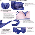 thumbnail image 6 of BIMEI Mastectomy Bra with Pockets for Breast Prosthesis Women's Full Coverage Wirefree Everyday Bra 8699,Blue, 42B, 6 of 7