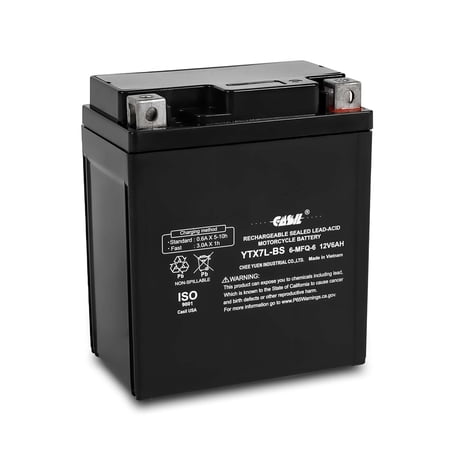YTX7L-BS, GTX7L-BS, FTX7L-BS, PTX7L-BS Replacement Battery 140cca High Performance WP7L-BS Sealed AGM for Kawasaki, Suzuki, Honda, KTM, Yamaha, Aprilia, ATK, Bimota Motorcycle, Scooter