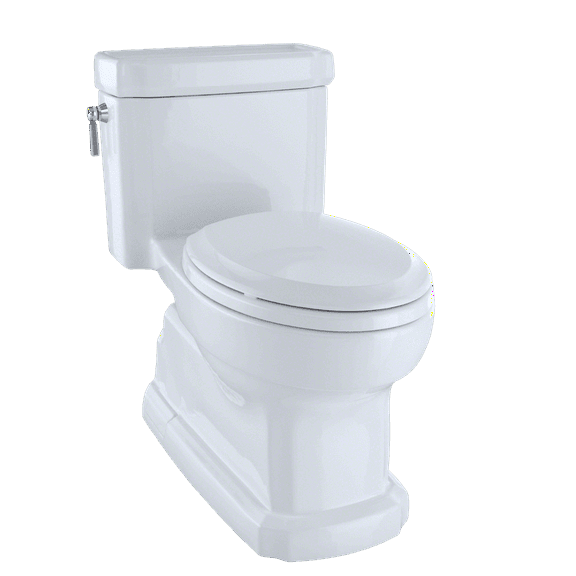 TOTO® Eco Guinevere® Elongated 1.28 GPF Universal Height Skirted Toilet with CEFIONTECT® and SoftClose Seat, Cotton White - MS974224CEFG#01