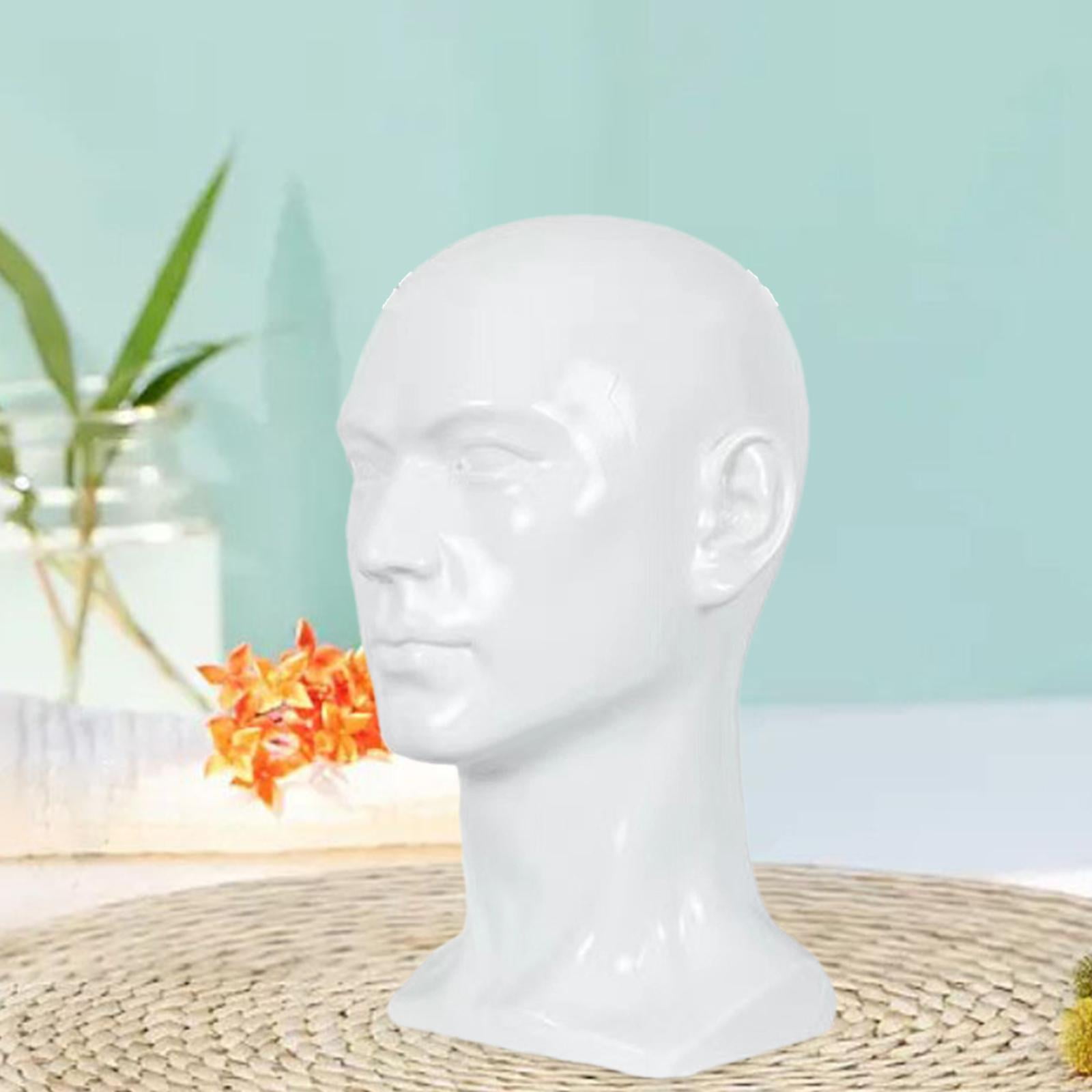Serenable Male Mannequin Head Freestanding Stand for Making Market Barber Shop Glossy White